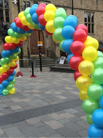 Rainbow arch in Durham Market Place